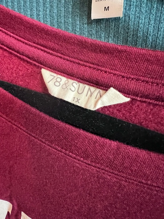 78 & SUNNY Burgundy "Wine" Graphic Logo Lightweight Sweatshirt, 1X - Picture 10 of 10